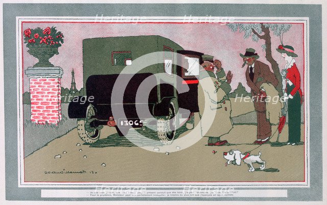 'The new chauffeur', French motoring cartoon, 1913. Artist: Jean Villemot