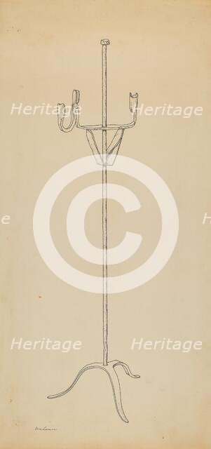 Rush and Candle Stand, c. 1939. Creator: Irene Lawson.