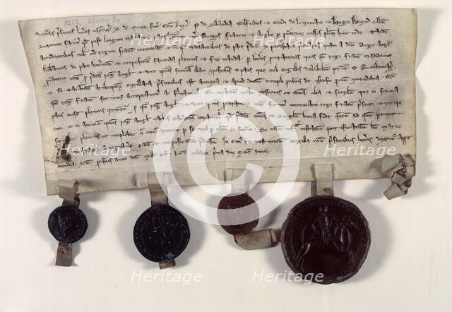 Copy of letters confirming the truce between Henry III of England and Louis IX of France, 1258. Creator: Unknown.
