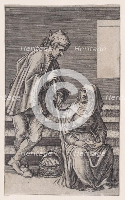 Peasant and a Woman with Eggs, ca. 1514-36. Creator: Agostino Veneziano.