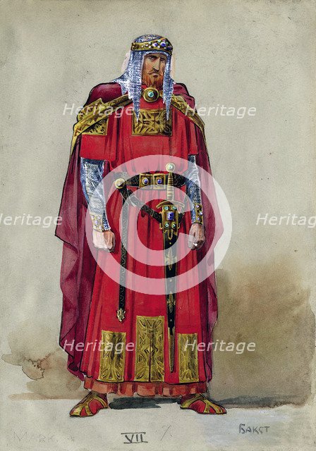Medieval Prince. Costume design. Artist: Bakst, Léon (1866-1924)
