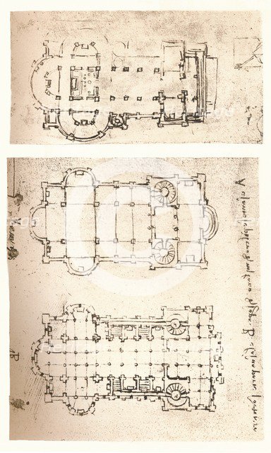 Two plans of churches, c1472-c1519 (1883). Artist: Leonardo da Vinci.