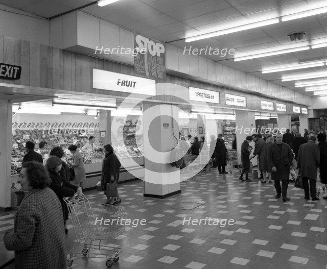 Fruit and veg counter and cold counter, ASDA supermarket, Rotherham, South Yorkshire, 1969. Artist: Michael Walters