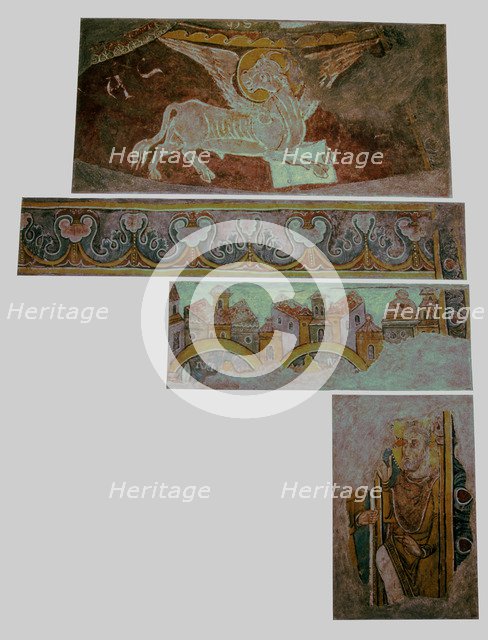 Fragments of wall paintings from the apse of the Archpriest Church of Sant Esteve (Andorra la Vel…