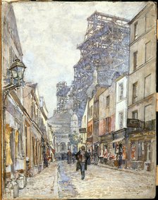 Rue du Chevalier-de-la-Barre, with Sacre-Coeur under construction, 1899. Creator: Unknown.