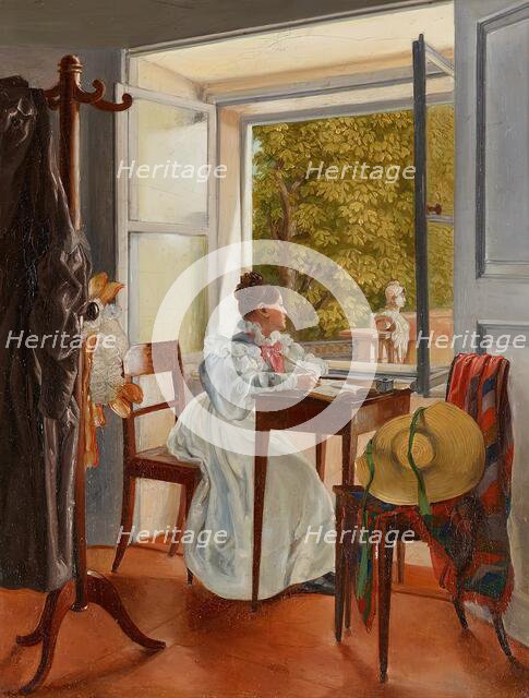Marie Krafft at the desk, 1828-1834. Creator: Johann Peter Krafft.