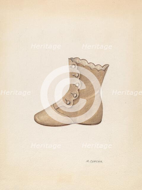 Baby Shoe, c. 1937. Creator: Margaret Concha.
