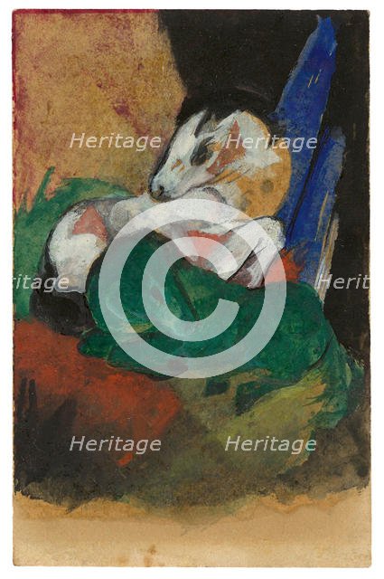 Green and White Horse. (Postcard to Elisabeth Macke), 1913. Creator: Marc, Franz (1880-1916).