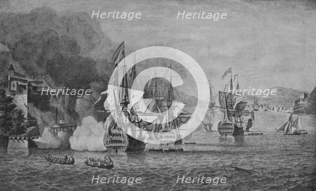 'Vernon at Portobello', c1740. Artist: Samuel Scott.