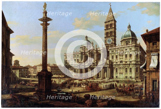'The Piazza and Church of Santa Maria Maggiore in Rome', 1739. Artist: Bernardo Bellotto