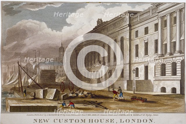 Custom House, City of London, 1818. Artist: Anon