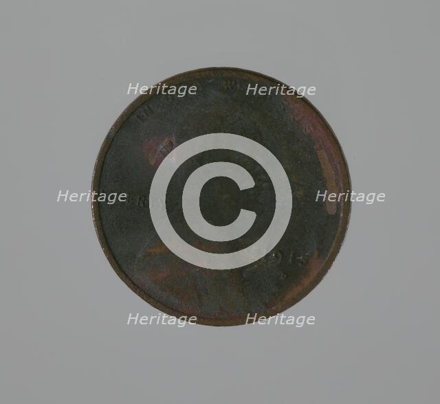 Riot penny charred during the 1921 Tulsa Race Massacre, 1915. Creator: United States Mint.