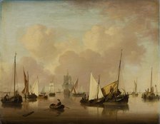 Boats and Sailboats on a Quiet Sea, c1780. Creator: Jan van Os.