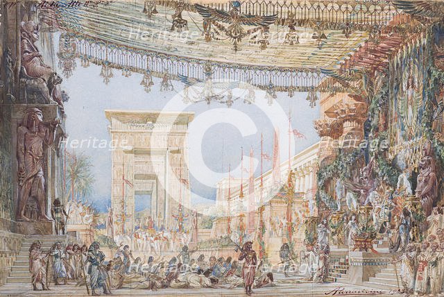 Set design for the Opera Aida by Giuseppe Verdi, 1923. Creator: Parravicini, Angelo (1868-1925).
