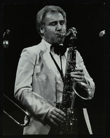 English Tenor saxophonist Stan Robinson playing at the Forum Theatre, Hatfield, Hertfordshire, 1984. Artist: Denis Williams