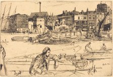 Black Lion Wharf, 1859. Creator: James Abbott McNeill Whistler.