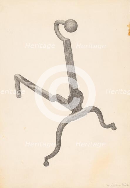 Andiron (one of pair), c. 1938. Creator: Maurice Van Felix.