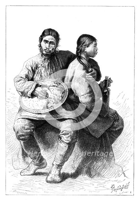 Portrait of a Gold (Nanai) couple, 1895. Artist: Unknown