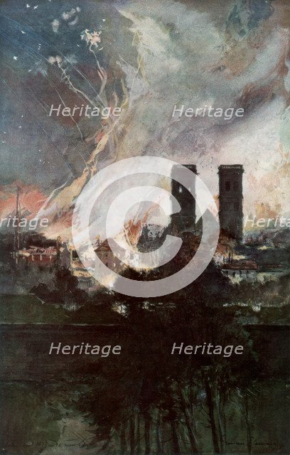 'Bombardment of Verdun with Incendiary Shells', France, 25-26 March 1916, (1926).Artist: Francois Flameng