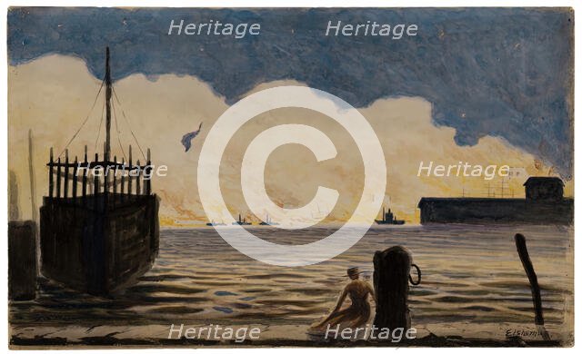Girl on a Pier, c. 1900. Creator: Louis Michel Eilshemius.