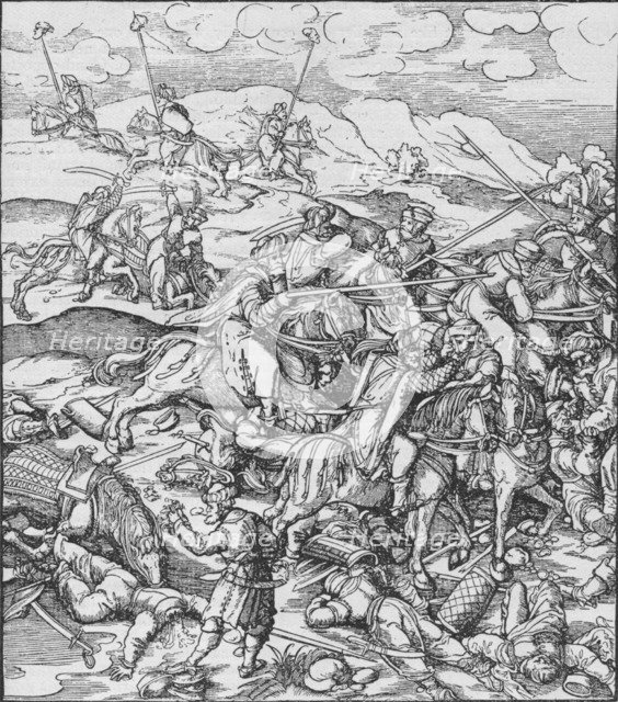 Battle between the Mongols under Timur and the Turks, c1400 (1908). Artist: Unknown.