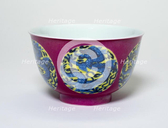 Cup with Dragon Medallions (Exterior) and Fruit (Interior), Qing dynasty, Yongzheng reign (1723-1735 Creator: Unknown.