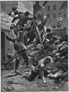 Fighting at the barricades, The July Monarchy, France, 1848 (c1885). Artist: Unknown