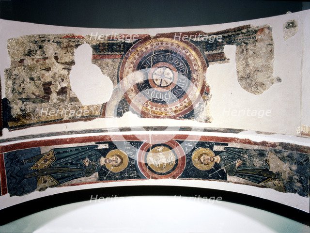 Detail of the mural paintings of Saint Peter of Sorpe, Vall d'Aneu (Pallars Sobirà).