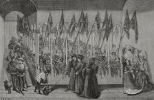 Review of helmets in the cloister, c1462-1465, (1877).  Creator: Jules Jean Marie Joseph Huyot.