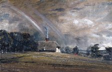 Landscape Study: Cottage and Rainbow, 12 July 1829. Creator: John Constable.