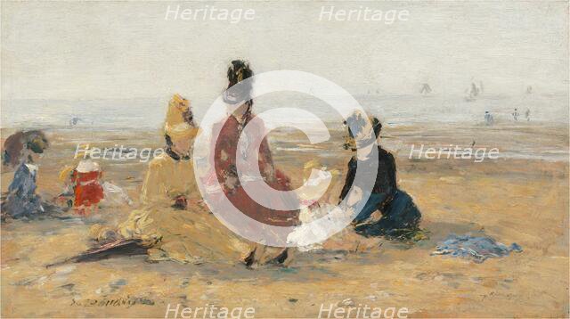 On the Beach, Trouville, 1887. Creator: Eugene Louis Boudin.
