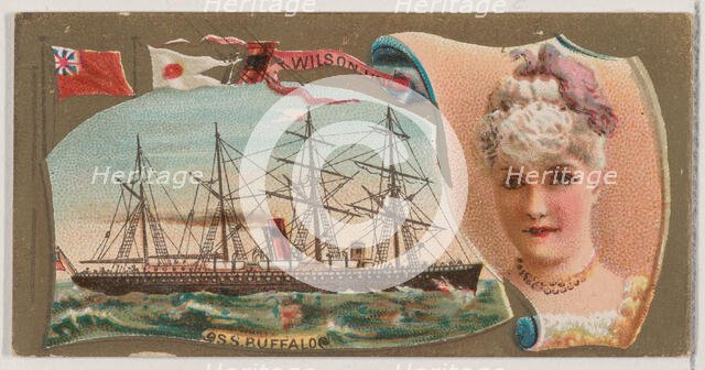 Steamship Buffalo, Wilson Line, from the Ocean and River Steamers series (N83) for Duke br..., 1887. Creator: Unknown.