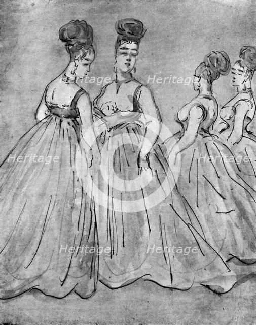 'Four Ladies', 19th century, (1930). Artist: Constantin Guys