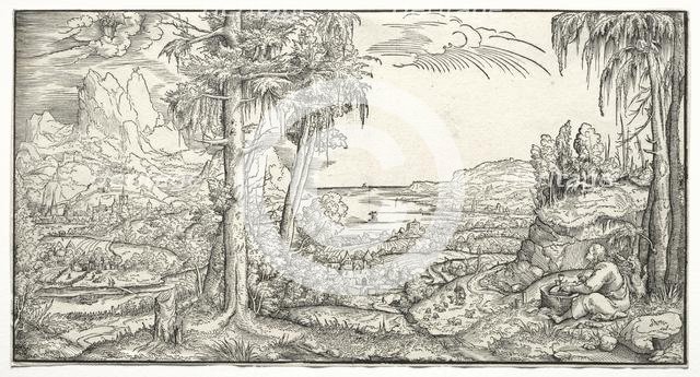 St. John on the Island of Patmos, c. 1545-55. Creator: Virgilius Solis (German, 1514-1562).