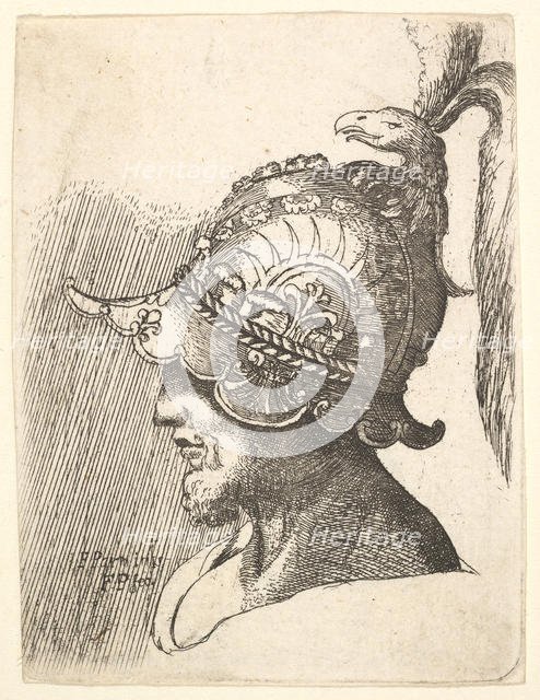 Helmeted head, 1662-78. Creator: Francis Place.