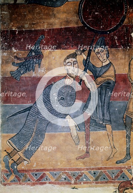 'David and Goliath', c1130. Artist: Master of the Last Judgement