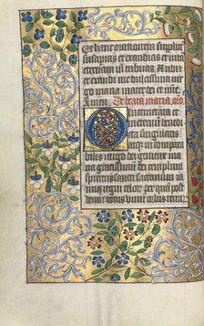 Book of Hours (Use of Rouen): fol. 22v, Large Initial O with Elaborate Border, c. 1470. Creator: Master of the Geneva Latini (French, active Rouen, 1460-80).