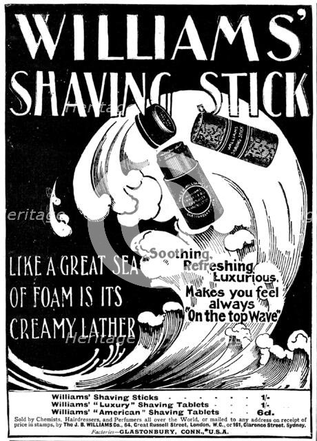 Advertisement for Williams' Shaving Stick, 1898. Creator: Unknown.