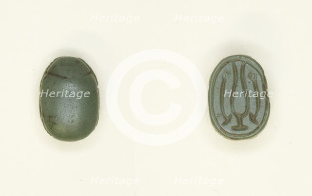 Scarab: Hieroglyphs (Hs-vessel and wAs-Scepters), Egypt, New Kingdom, Dynasty 18 (?)... Creator: Unknown.