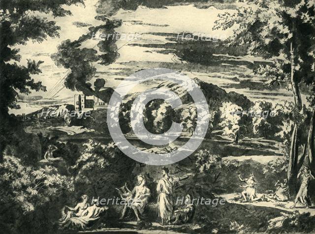 Landscape with Orpheus and Eurydice, mid 17th century, (1943). Creator: Nicolas Poussin.