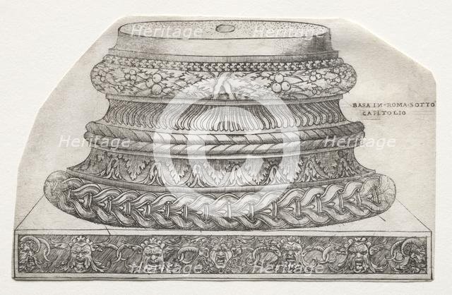 Base and Capital with Putti (base), c. 1525-1550. Creator: Master G. A. with the man-trap (Italian, active 1525-50).