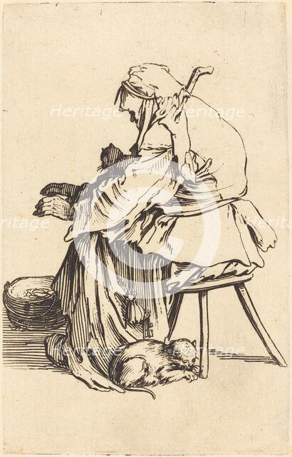 Old Woman with Cats, c. 1622. Creator: Jacques Callot.