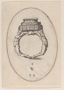 Design for a Ring, Plate 30 from 'Livre d'Aneaux d'Orfevrerie', 1561. Creator: Pierre Woeiriot.