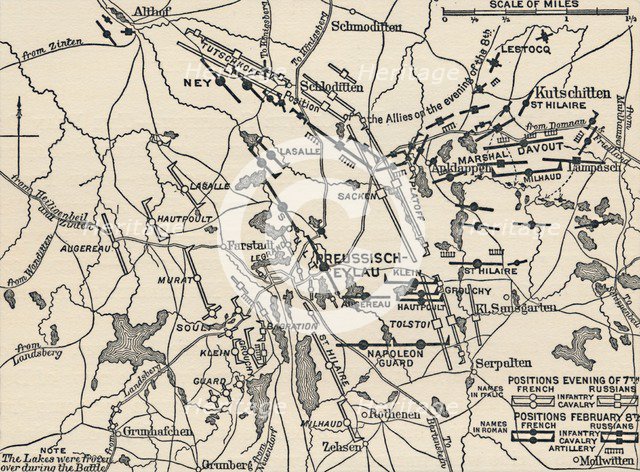 'Map of the Battle of Eylau', 1807, (1896). Artist: Unknown.