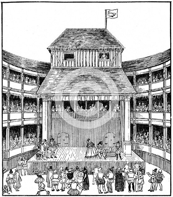 Theatre or Playhouse in the time of Elizabeth I. Artist: Unknown