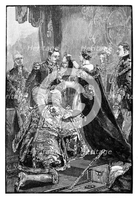 The Queen investing the Emperor of the French with the Order of the Garter, 1855, (1888). Artist: Unknown