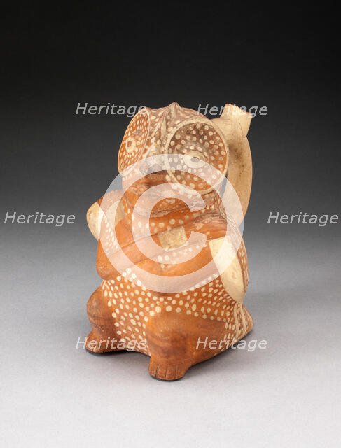 Handle Spout Vessel in the Form of a Anthropomorphic Owl with Arms Crossed over..., 100 BC-AD 500. Creator: Unknown.