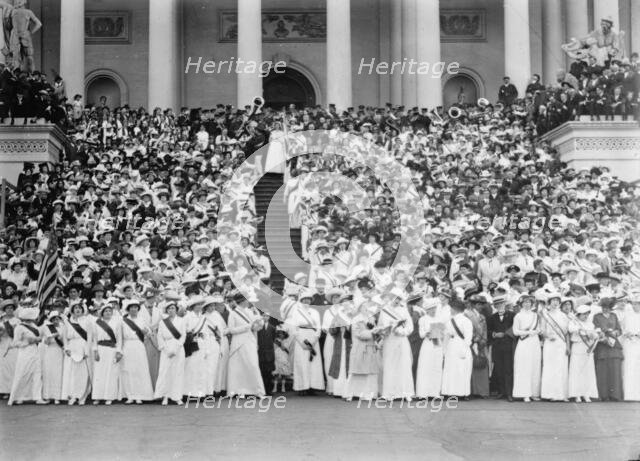 U.S. Capitol - Visitors, Etc., Woman Suffrage, 1914. Creator: Harris & Ewing.