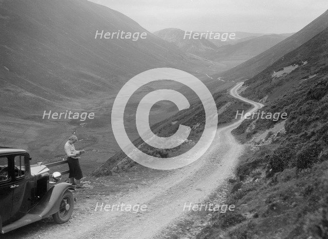 Kitty Brunell with a Vauxhall, Cwm Hirnant, Bala, Gwynedd, Wales, c1930s. Artist: Bill Brunell.