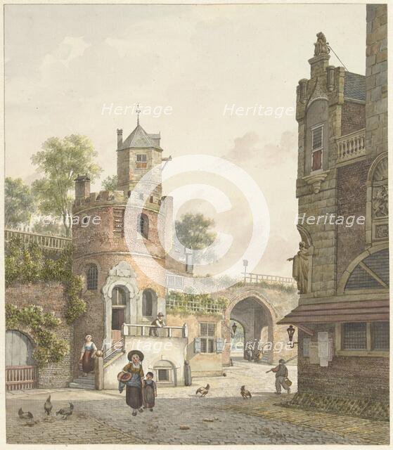 City wall with a tower and a gate, viewed from the inside, 1788-1846. Creator: Jan Hendrik Verheyen.